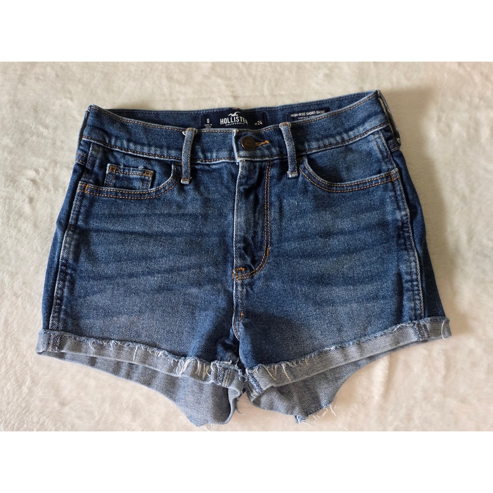 Hollister High-Rise Short-Short Dark Wash Vintage Stretch Denim W24 Size 0